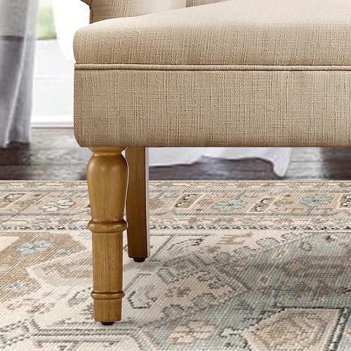 Warm Beige Tufted Linen Love Seat For Small Spaces - Image 5