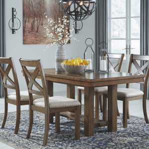 Farmhouse Dining Extension Table Seats 8 Distressed Nutmeg