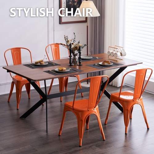 Tolix Style Metal Dining Chair 18 Inch Stackable Outdoor - Image 5