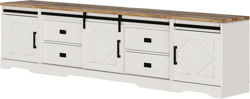 98.4 Inch Wide TV Stand Antique White For Living Room - Image 9