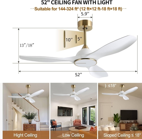 52 Inch Ceiling Fan With DC Motor And Remote Control - Image 5