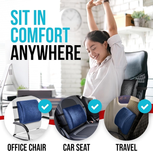 XL Memory Foam Office Chair Cushion With Lumbar Support - Image 4