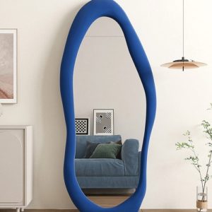 Blue Irregular Wavy Full Length Floor Mirror 63x24 Inch