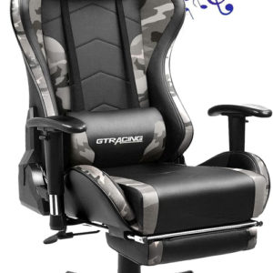 Gaming Chair With Bluetooth Speakers And Footrest Blue