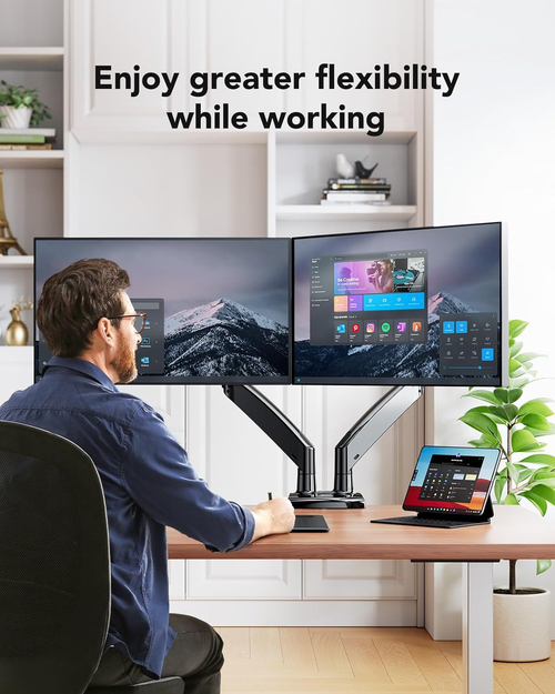 Dual Monitor Stand With USB Port Height Adjustable Arms - Image 7