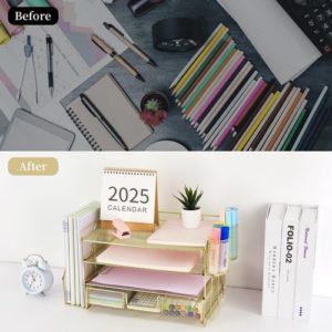 4 Tier Paper Tray Organizer With Drawer For Office Use