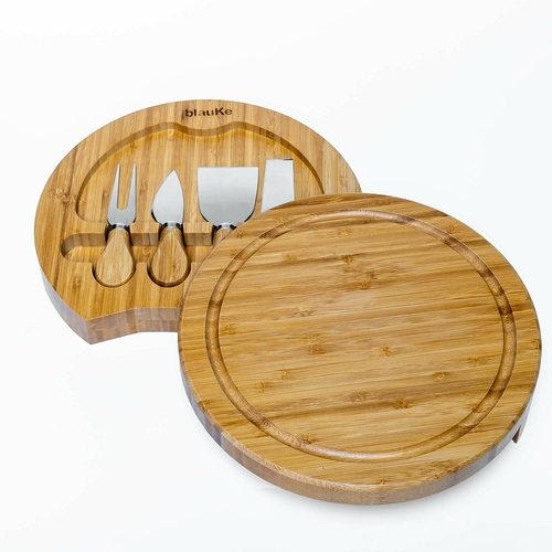 Bamboo Cheese Board and Knife Set - 10 Inch Swiveling Charcuterie - Image 10
