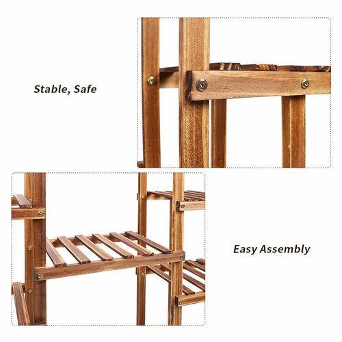 Indoor 9 Tier Wooden Plant Home Decor Stand - Image 5