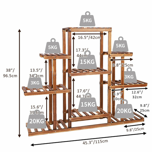 Indoor 9 Tier Wooden Plant Home Decor Stand - Image 4