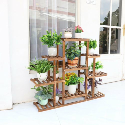 Indoor 9 Tier Wooden Plant Home Decor Stand - Image 3