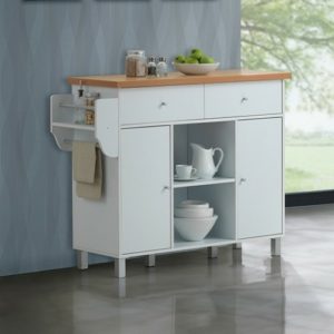 Kitchen Island Spice Rack & Towel Rack-White