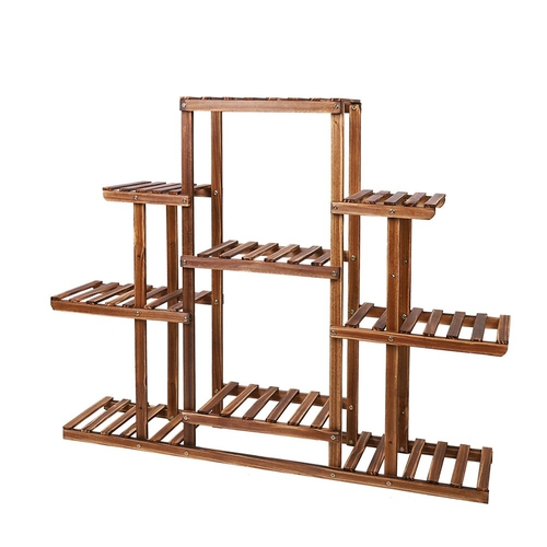 Indoor 9 Tier Wooden Plant Home Decor Stand - Image 2