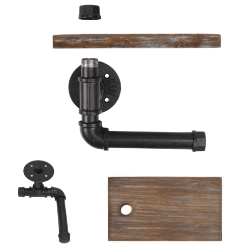 (9.8 in - Rustic Brown) Industrial Toilet Paper Holder with Shelf, - Image 4