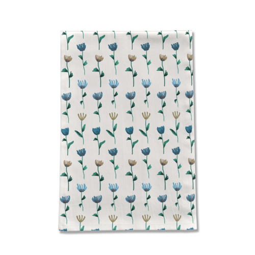 Colorful Ink Flower Tea Towel