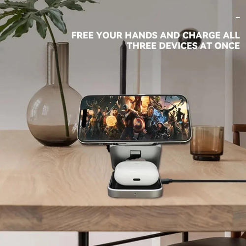 Foldable 3 in 1 Wireless Charging Phone Stand - Image 4
