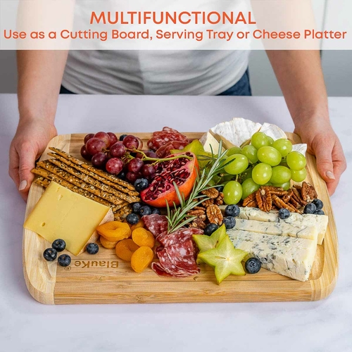 Large Wood Cutting Board for Kitchen 14x11" - Bamboo Chopping Board - Image 4