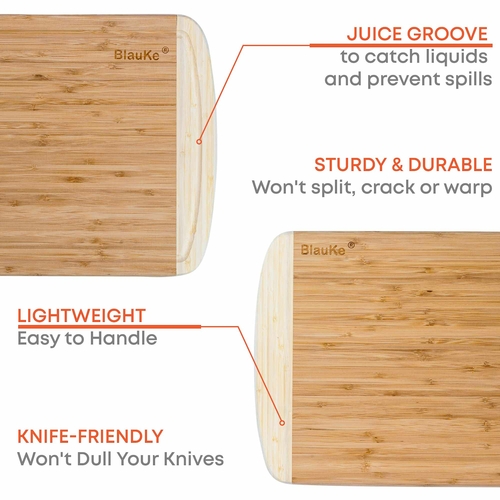 Large Wood Cutting Board for Kitchen 14x11" - Bamboo Chopping Board - Image 8