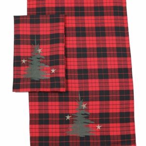 XD19886-Christmas Tree Decorative Tartan Towels 14 by 22-Inch, Set of