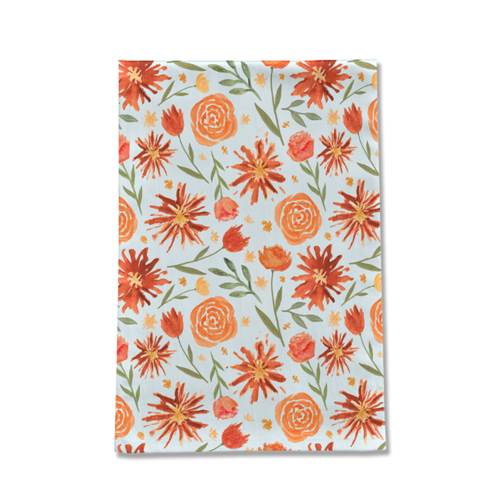 Burnt Orange Flower Burst Tea Towel - Image 2