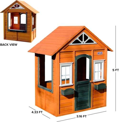 Wooden Playhouse With Open Design And Flower Pot Holders - Image 5