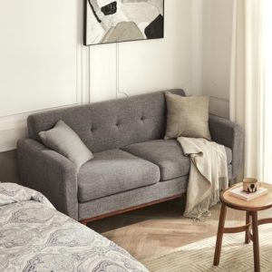 Grey Mid Century Modern Loveseat Sofa 65.3 Inch Living Room