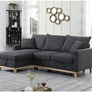 Gray Reversible Sleeper Sectional With Storage Chaise