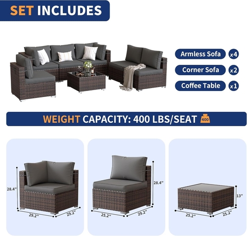 7 Piece Outdoor Sectional Patio Set With Waterproof Cover - Image 5