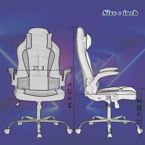 PC Gaming Chair White With Lumbar Support And Flip Up Arms - Image 3