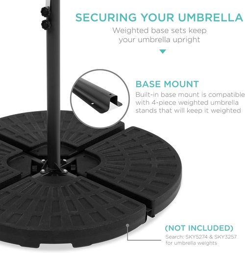 10 Foot Solar LED Offset Patio Umbrella With Easy Tilt Adjustment In - Image 5