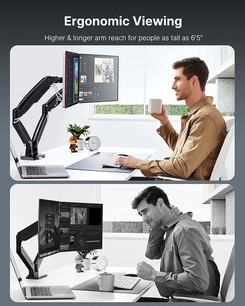 Dual Monitor Stand With USB Port Height Adjustable Arms - Image 4