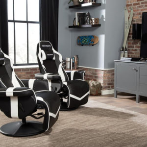 White Gaming Recliner Cupholder And Adjustable Footrest
