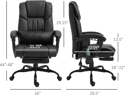 High Back Massage Office Chair With 6 Vibration Points And Footrest - Image 3