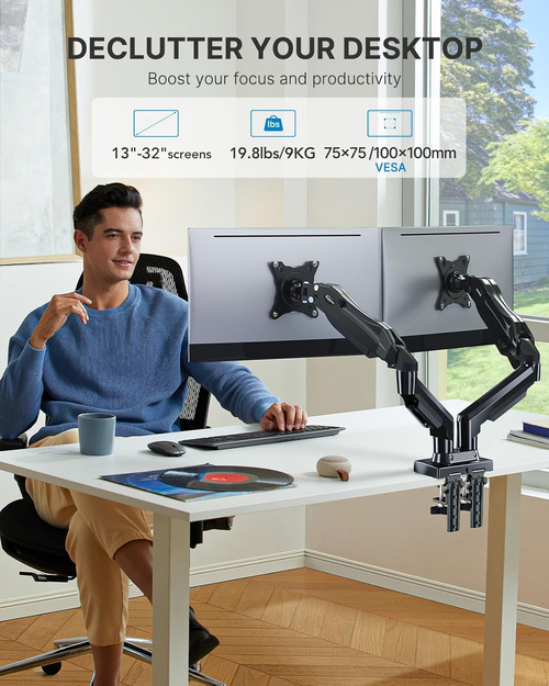 Dual Monitor Stand With 13 To 32 Inch VESA Desk Mount - Image 2