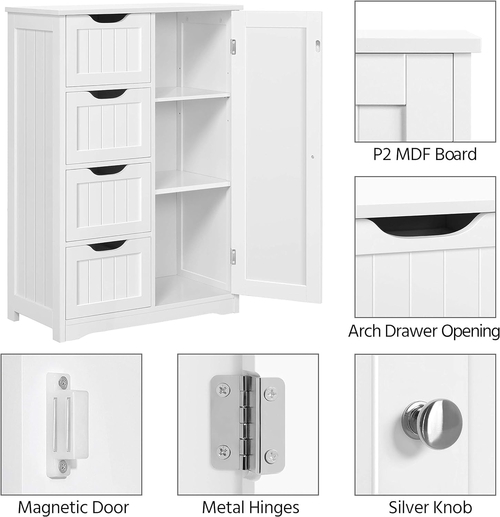 White Floor Cabinet With Four Drawers For Entryway Use - Image 5