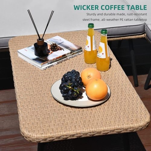 4 Piece Outdoor Wicker Patio Set Grey Memory Foam Cushions - Image 3