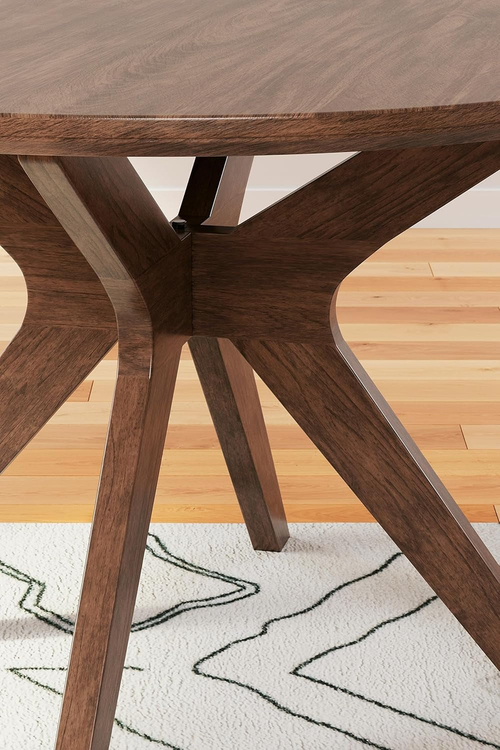 Traditional Round Dining Table Seats 4 Brown Finish - Image 5
