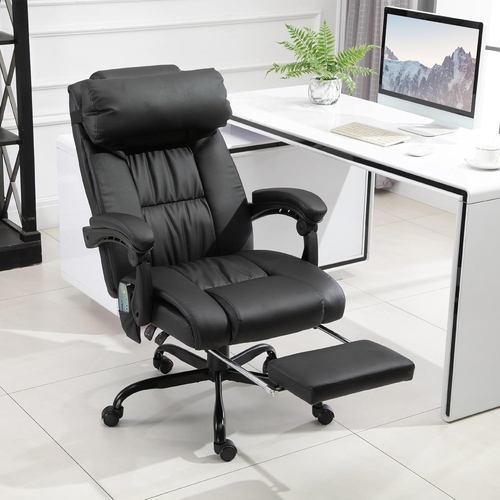 High Back Massage Office Chair With 6 Vibration Points And Footrest - Image 2