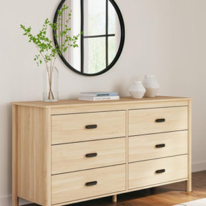 Light Brown Six Drawer Dresser For Bedroom Storage