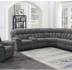 Bahrain 6 Piece Charcoal Motion Sectional Sofa Living Room