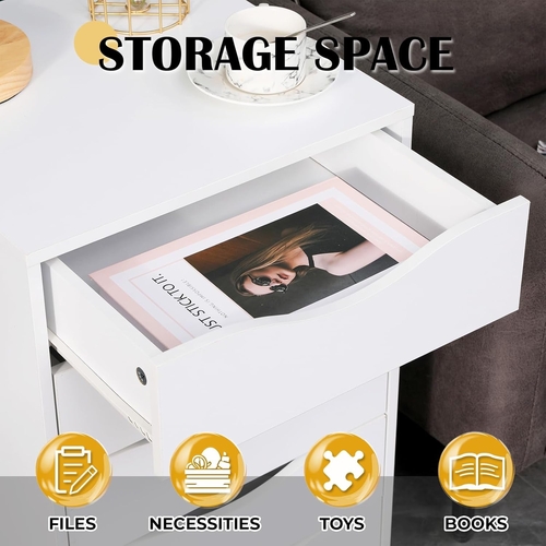 5 Drawer File Cabinet White For Home Office Organization - Image 3
