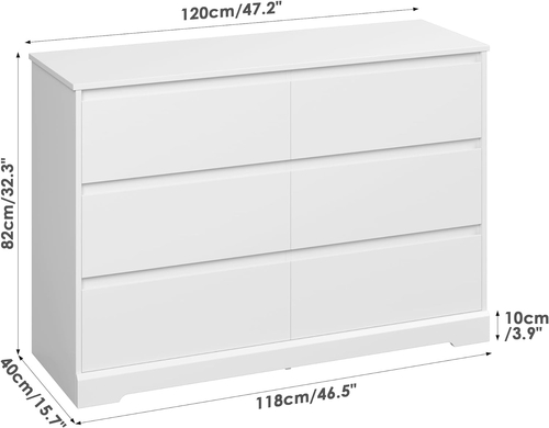 White Six Drawer Dresser For Bedroom Storage Solutions - Image 3