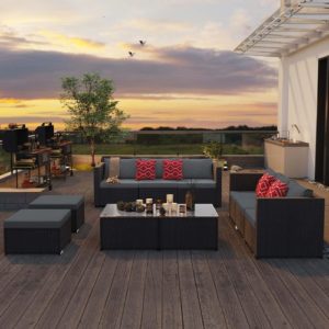 Outdoor Patio Conversation Set All Weather Gray Sectional