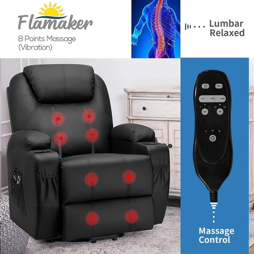 Power Lift Recliner Chair Leather With Massage For Elderly - Image 3