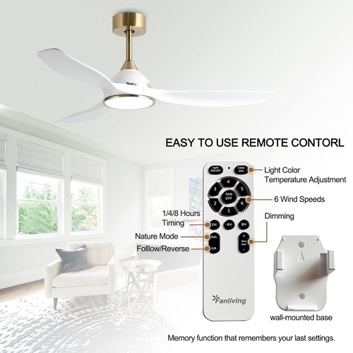 52 Inch Ceiling Fan With DC Motor And Remote Control - Image 6