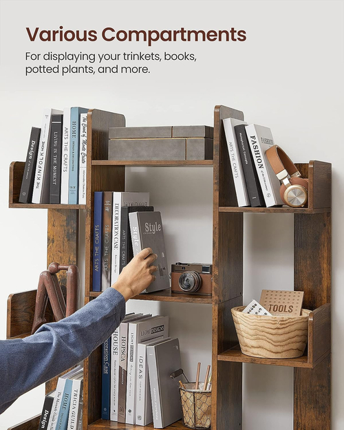 Tree Shaped Bookcase Rustic Brown Tall With 13 Shelves - Image 4