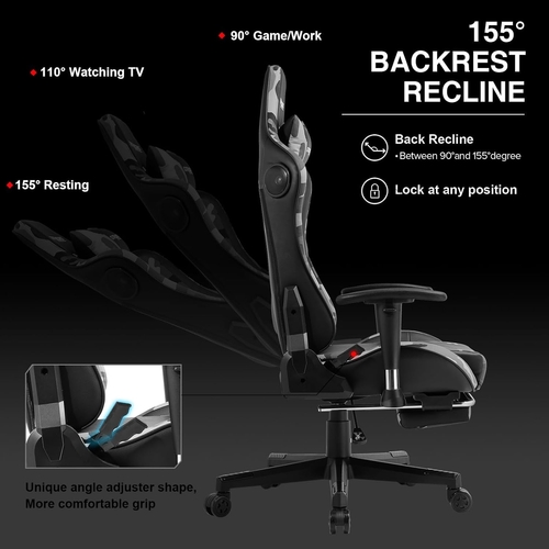 Gaming Chair With Bluetooth Speakers And Footrest Blue - Image 6