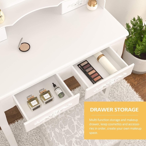 Wood Makeup Vanity Table Set With Detachable Mirror - Image 5