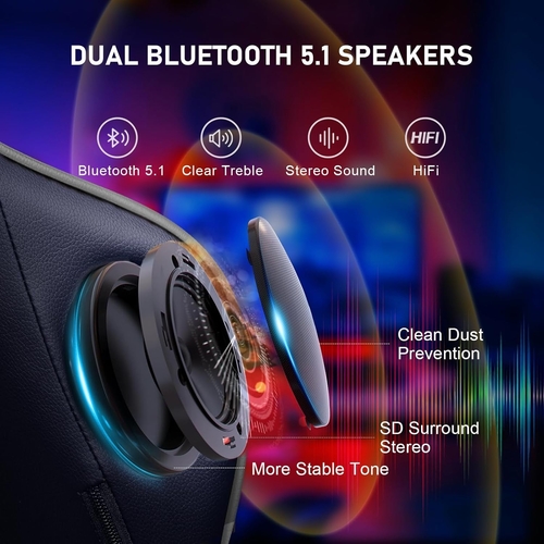 Gaming Chair With Bluetooth Speakers And Footrest Blue - Image 4
