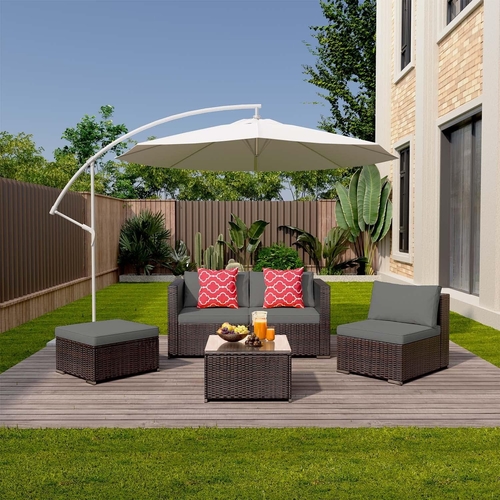 Outdoor Patio Conversation Set All Weather Gray Sectional - Image 6