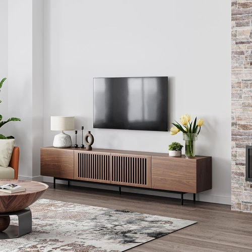 Solid Wood TV Stand For 70 To 75 Inch TV With Walnut Veneer - Image 3